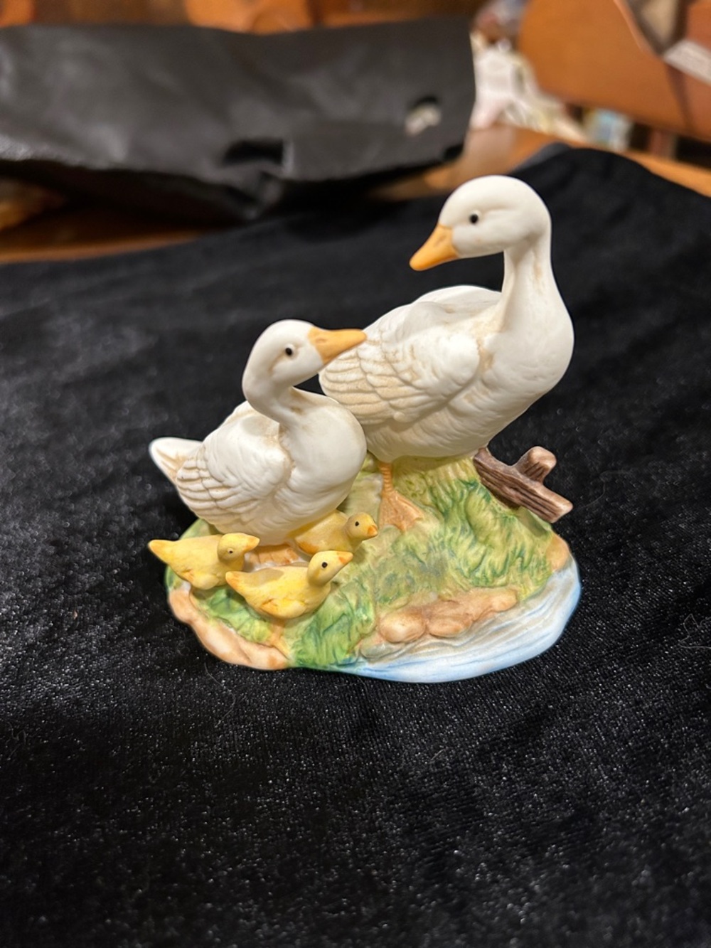 Homco White and Yellow Goose Family Figurine
